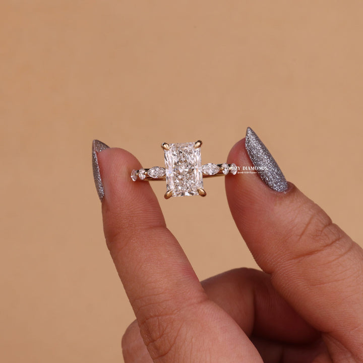 Radiant split shank engagement ring, Radiant channel set engagement ring, Radiant swirl engagement ring, Radiant unique engagement ring, Radiant traditional 