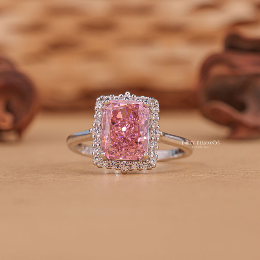 Radiant custom diamond engagement ring, Radiant affordable diamond engagement ring