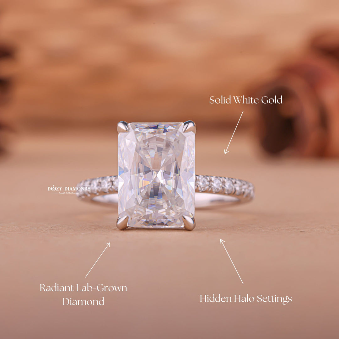 Radiant halo diamond engagement ring, Radiant solitaire diamond engagement ring, Radiant unique diamond engagement ring, Radiant custom diamond engagement ring, 