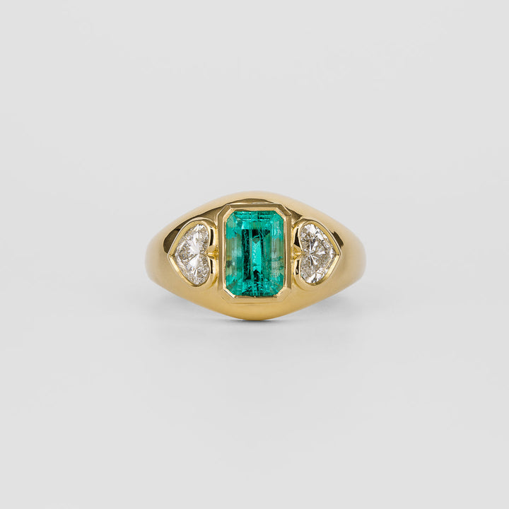 1.0CT-2.0CT Emerald Lab Grown Diamond Striking Wide Bezel Engagement Ring