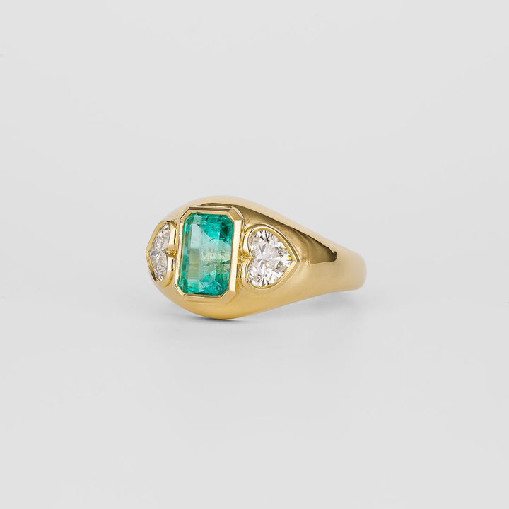 1.0CT-2.0CT Emerald Lab Grown Diamond Striking Wide Bezel Engagement Ring
