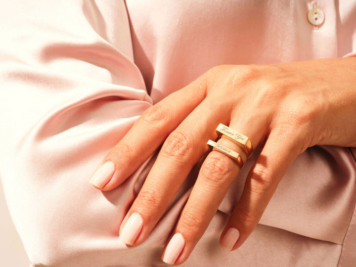 Elongated Rectangular Signet Ring For Women