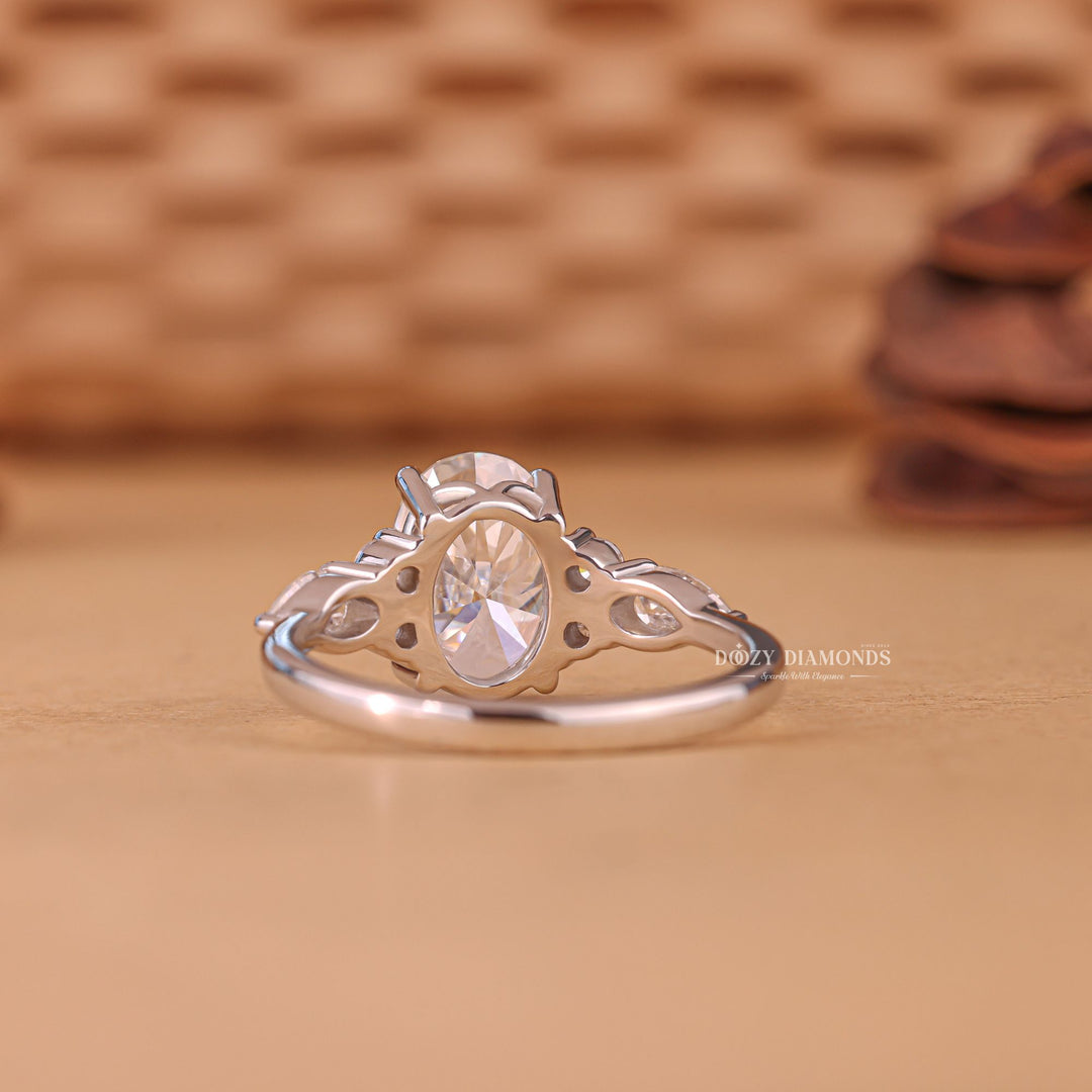 1.50CT - 2.50CT Oval Cut E/VS1 Lab Grown Diamond Cluster Engagement Ring - Doozy Diamonds