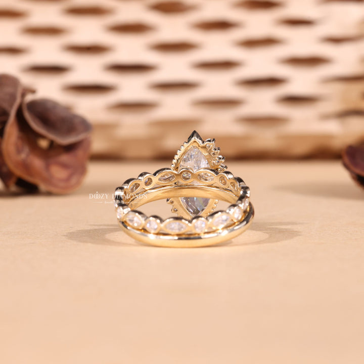 2.50CT Marquise Cut EF-VS2 Lab Grown Vintage Wedding Ring with Bezel Set Band