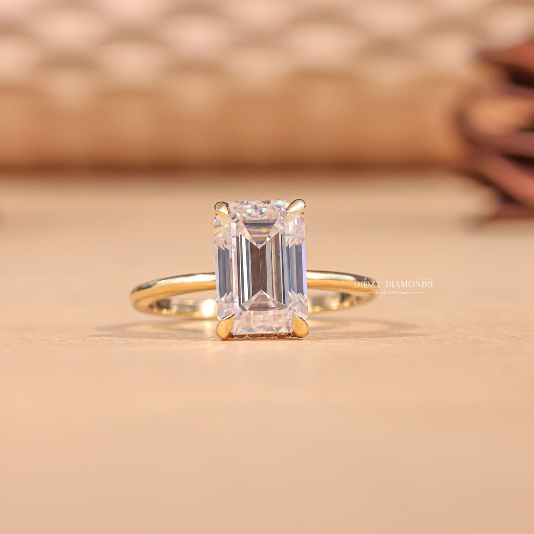 3.0CT-4.0CT Emerald Cut FE/VS2 Lab Grown Hidden Halo Engagement Ring