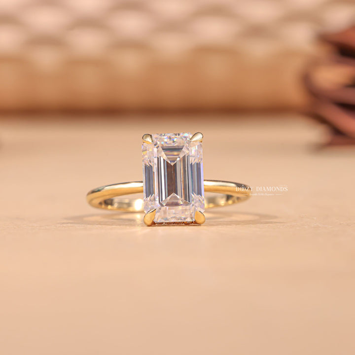 3.0CT-4.0CT Emerald Cut FE/VS2 Lab Grown Hidden Halo Engagement Ring
