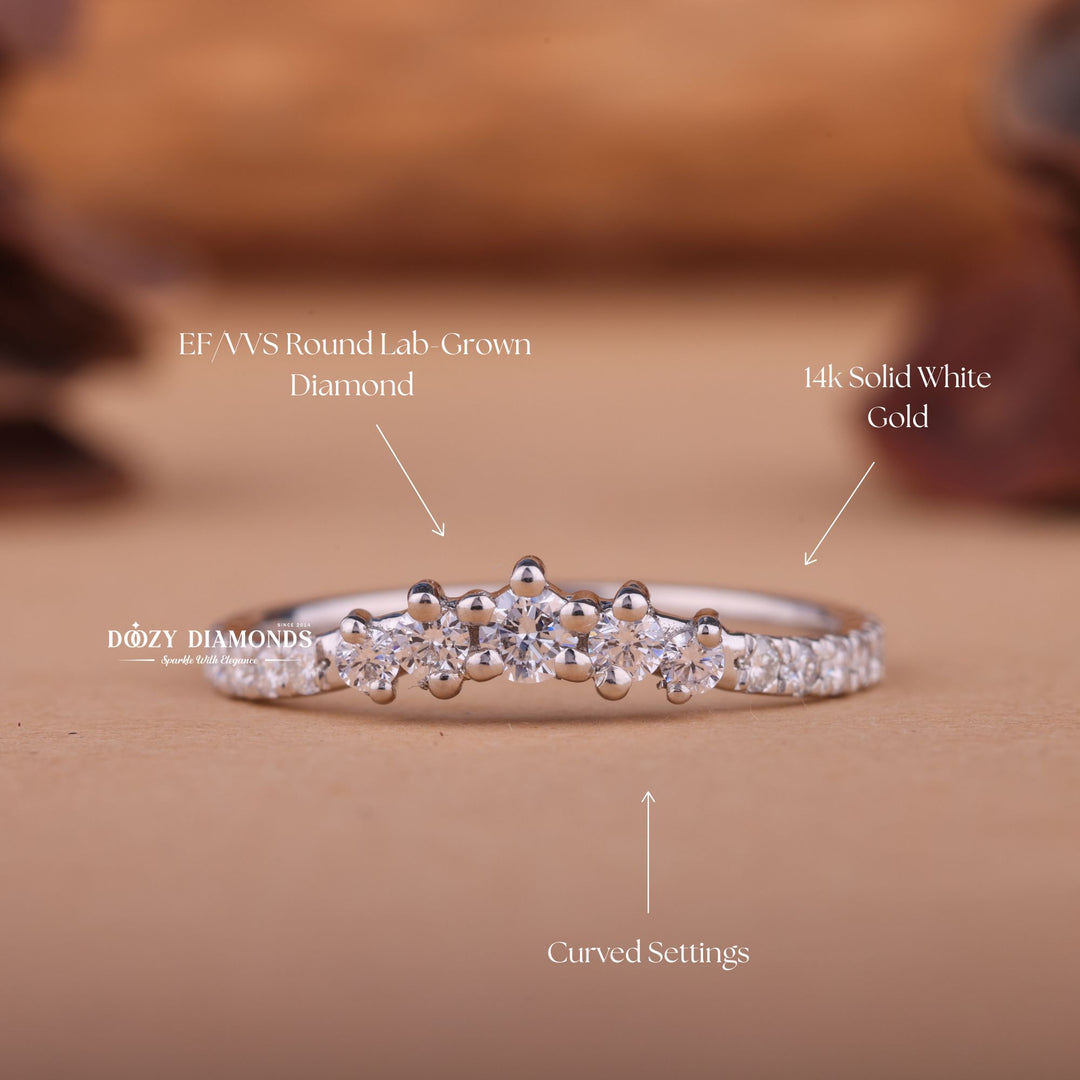 Round Lab Grown Diamond EF/VVS Curved Wedding Band