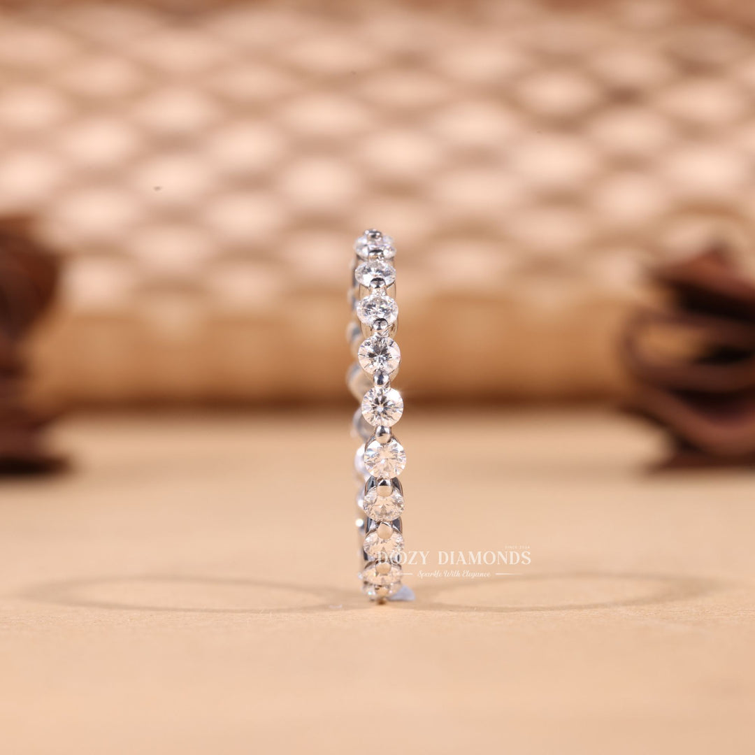 Round Cut Lab Grown Diamond EF/VVS Full Eternity Floating Bubble Wedding Band