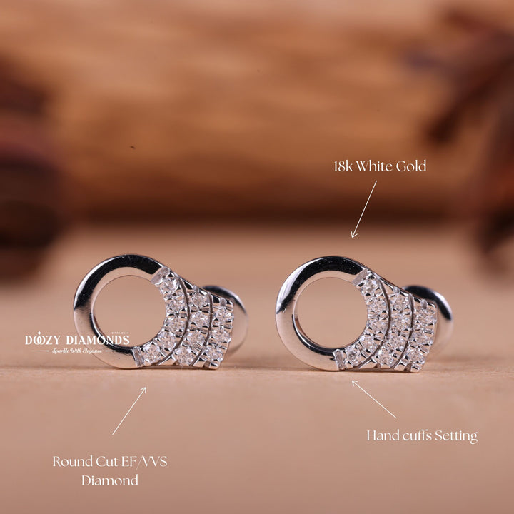 Round EF-VS2 Lab-Grown Diamond Hand Cuff Earrings