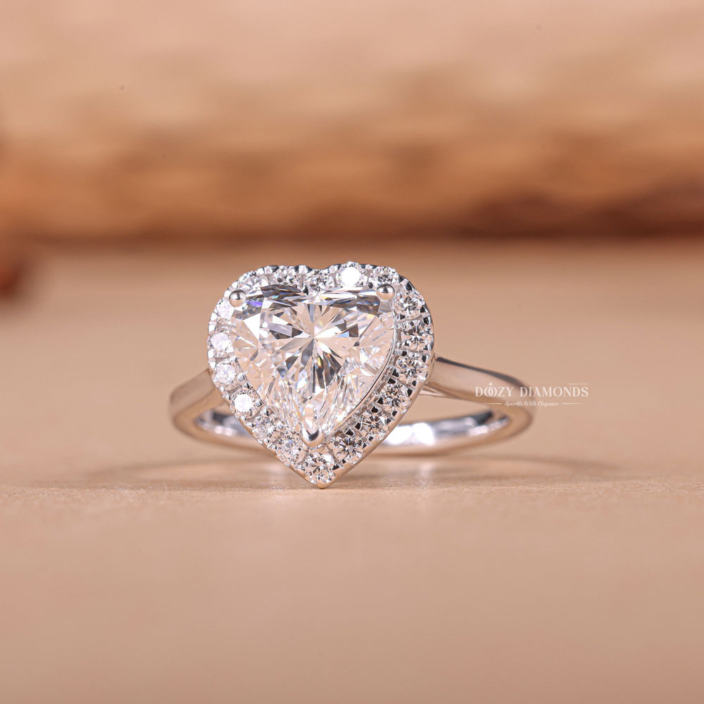 1.50CT - 2.50CT Heart E/VS2 Lab Grown Diamond Halo Engagement Ring - Doozy Diamonds