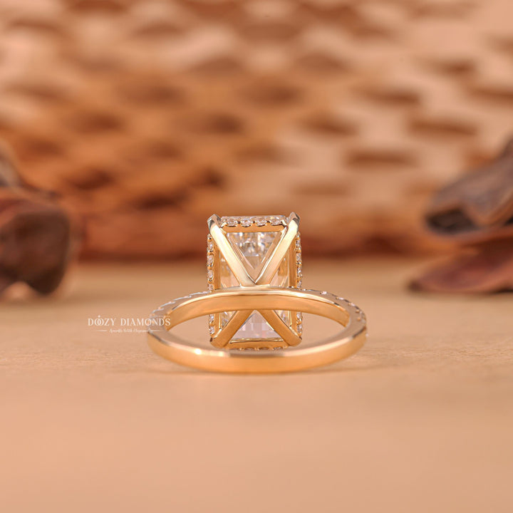 4.50CT - 6.50CT Emerald Cut F/VS1 Lab Grown Hidden Halo Diamond Engagement Ring - Doozy Diamonds