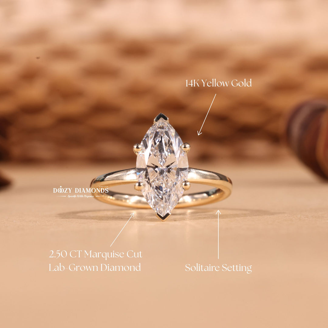 2.0CT-3.0CT Marquise Cut F/VS2 Lab Grown Diamond Solitaire Engagement Ring