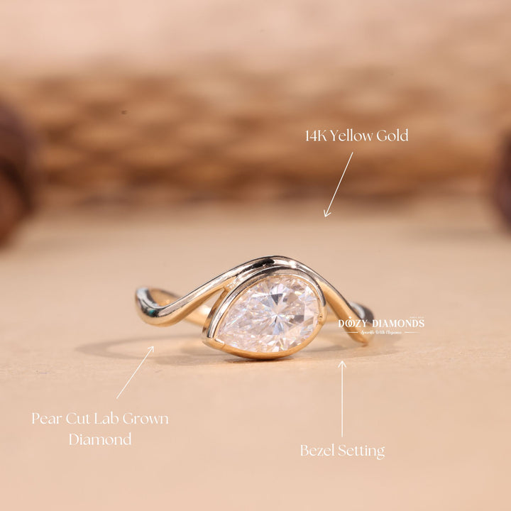 2.0CT-3.0CT Bezel Set Marquise F/VS2 Lab Grown Waves Diamond Engagement Ring