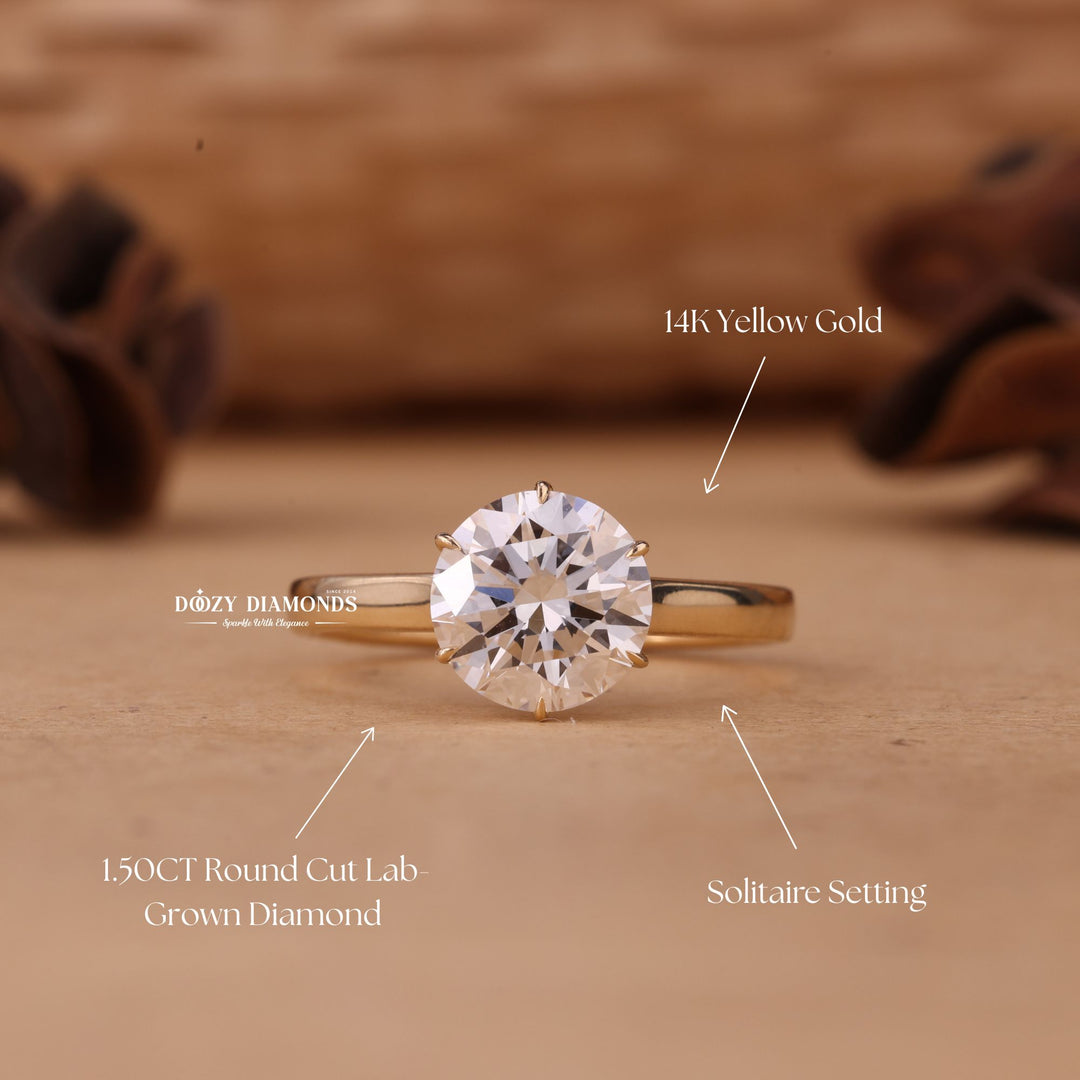 1.50CT-2.50CT Round Cut E/VS1 Lab Grown Diamond Solitaire Engagement Ring