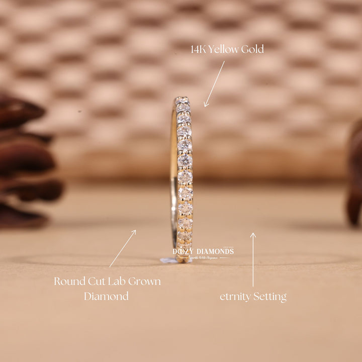 Round Cut Lab Grown Diamond EF/VVS Half Eternity Wedding Band