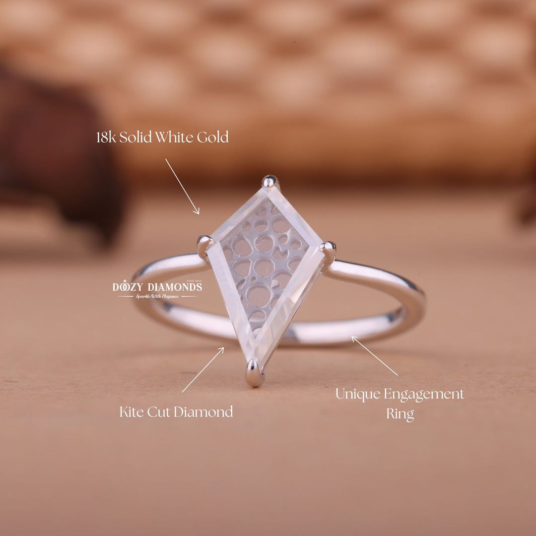 1.0CT-2.0CT Kite Shape F/VS1 Lab Created Antique Style Art Deco Engagement Ring