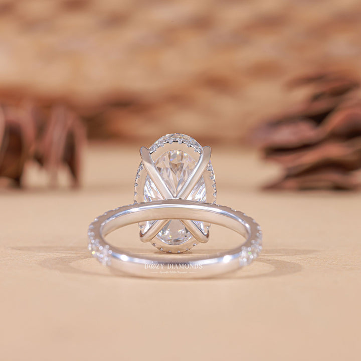 4.50CT - 5.50CT Oval Cut E/VS1 Lab Grown Diamond Hidden Halo Engagement Ring - Doozy Diamonds