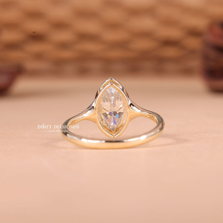 1.50CT-2.50CT Bezel Set Marquise F/VS2 Lab Grown Diamond Engagement Ring