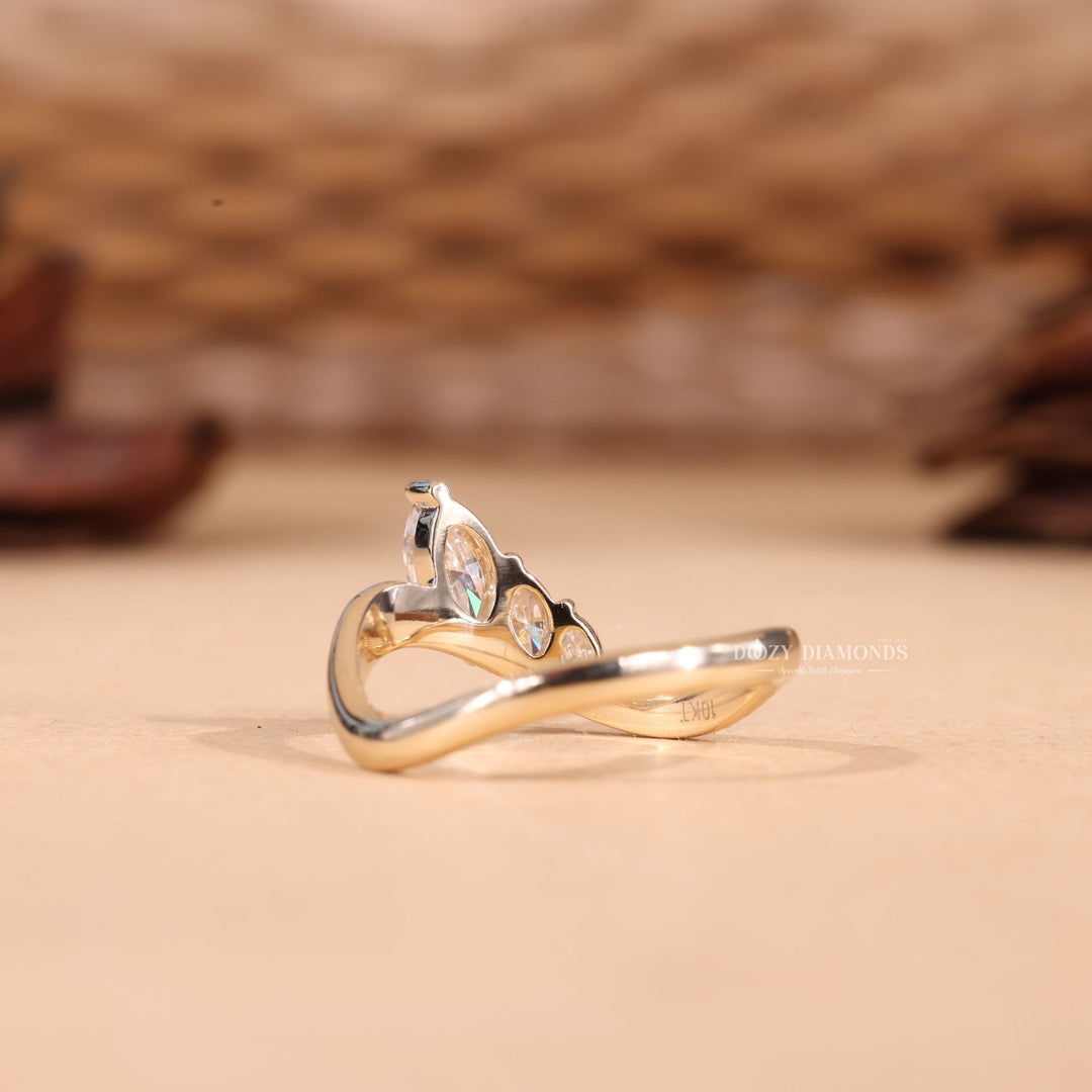 Marquise Cut Lab Grown Diamond EF/VVS Curved Wedding Band