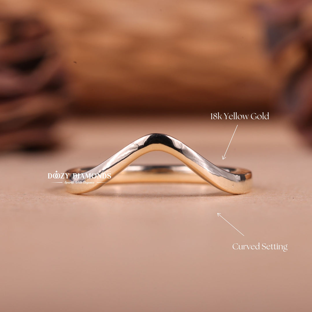 14k-18k Solid Gold Plain Curved Stacking Wedding Band