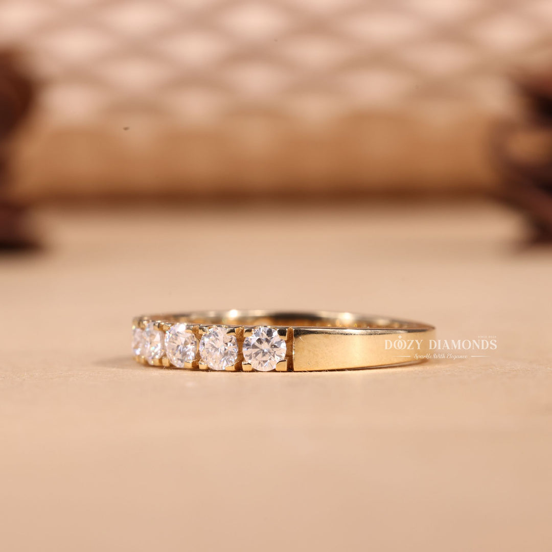 Round Cut Lab Grown Diamond EF/VVS Half Eternity Wedding Band
