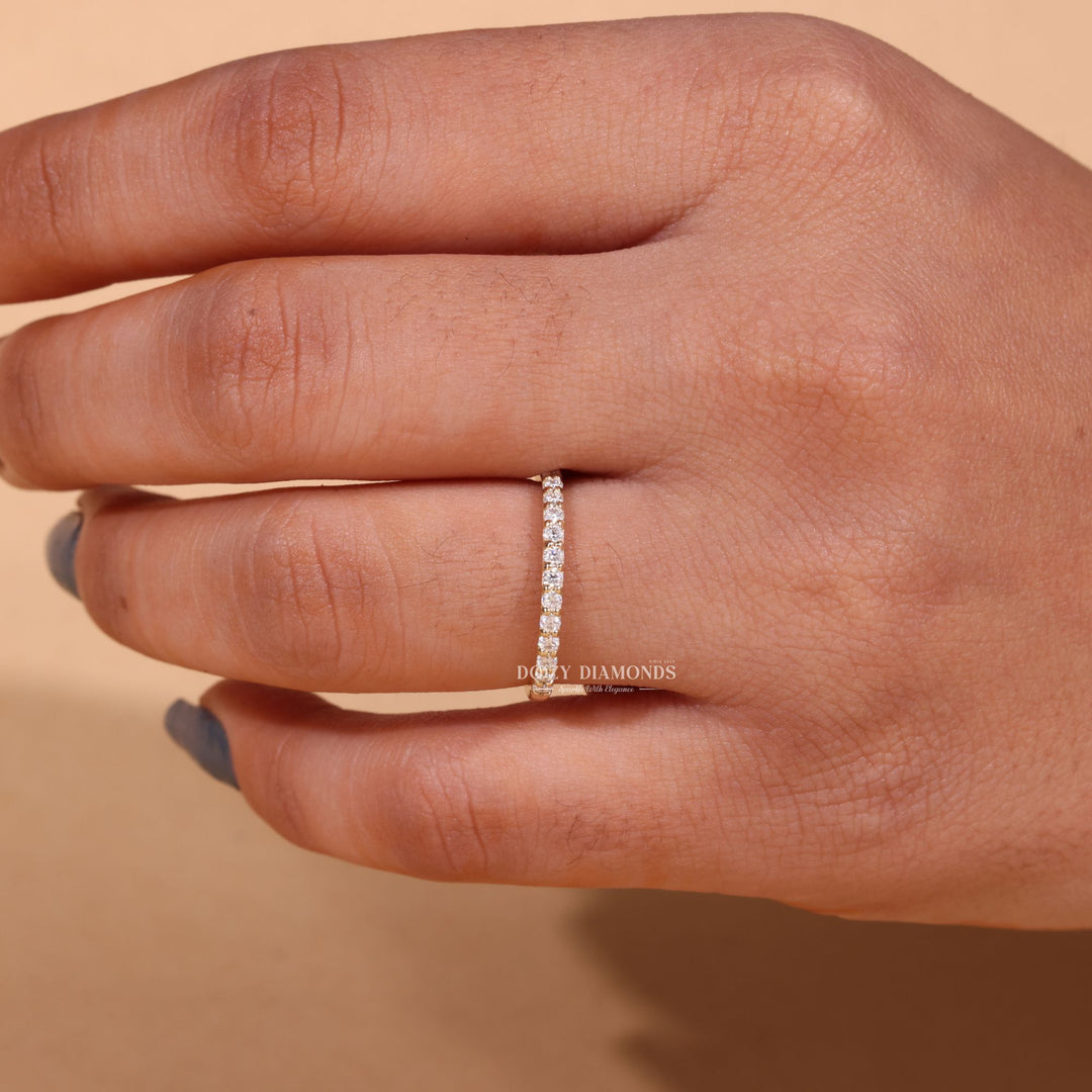 Round Cut Lab Grown Diamond EF/VVS Half Eternity Wedding Band