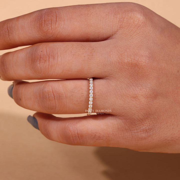 Round Cut Lab Grown Diamond EF/VVS Half Eternity Wedding Band