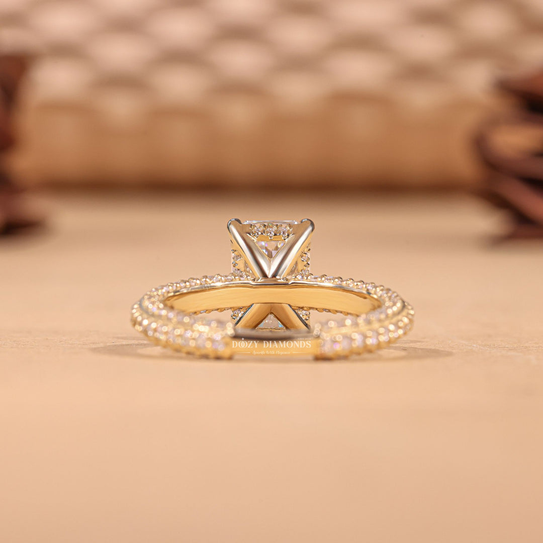 3.0CT - 4.0CT Radiant E/VS2 Lab Grown Diamond Micro Pave Engagement Ring - Doozy Diamonds