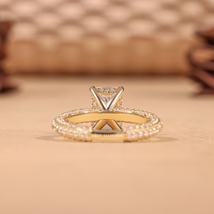 3.0CT - 4.0CT Radiant E/VS2 Lab Grown Diamond Micro Pave Engagement Ring - Doozy Diamonds
