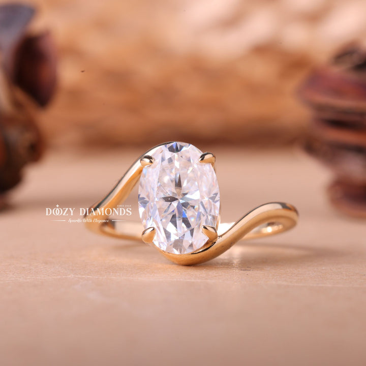 2.0CT-3.50CT Oval E/VS2 Lab Grown Diamond Bypass Engagement Ring