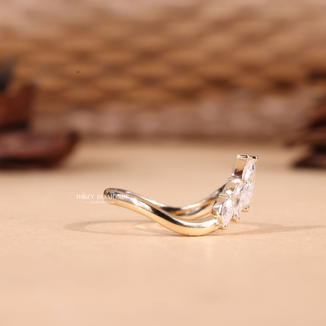Marquise Cut Lab Grown Diamond EF/VVS Curved Wedding Band