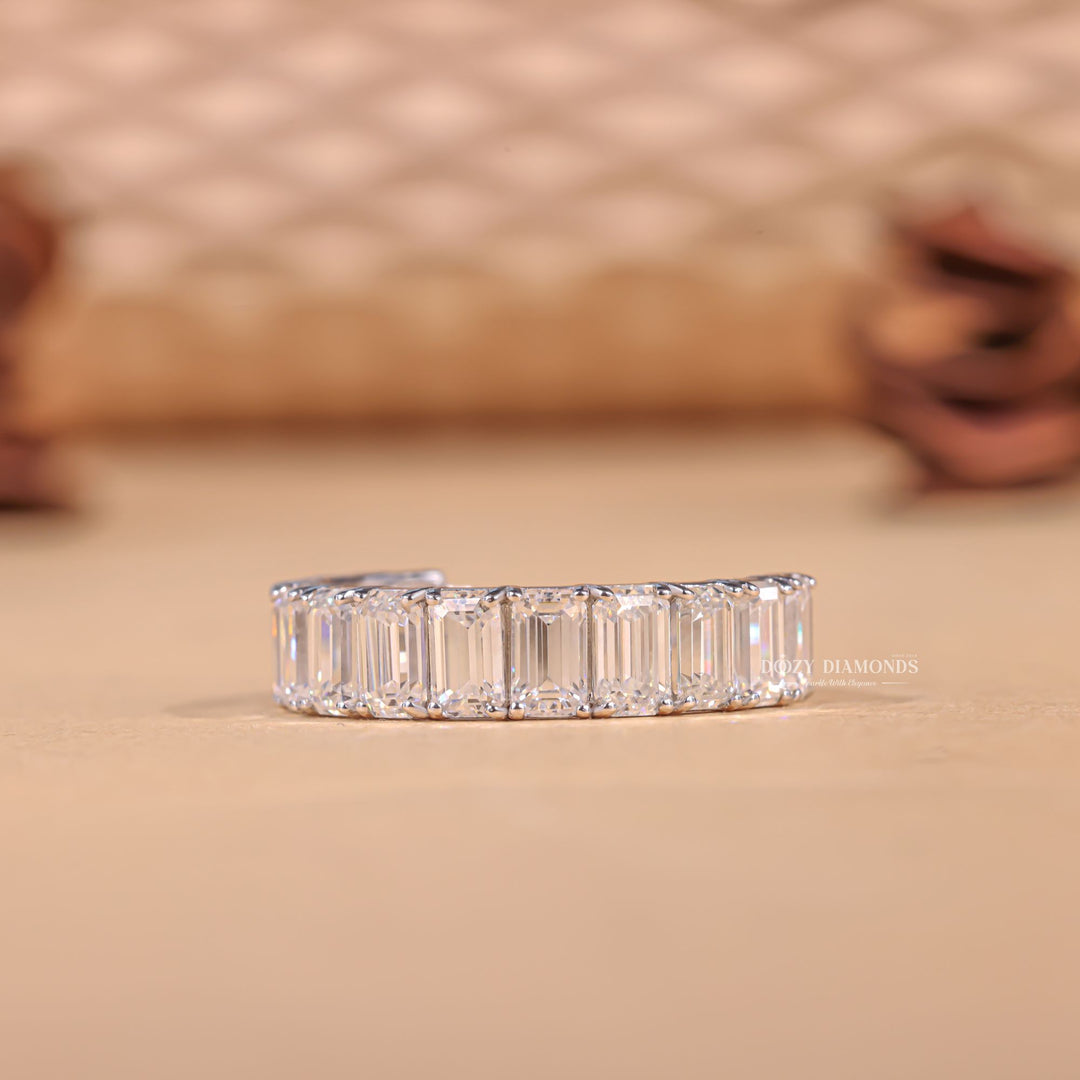 Emerald Cut Lab Created Diamond Eternity Wedding Band