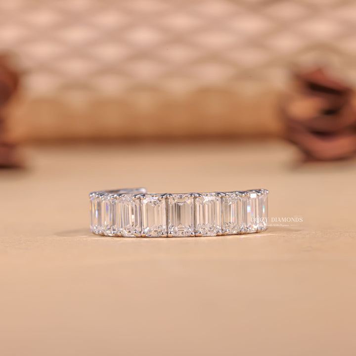 Emerald Cut Lab Created Diamond Eternity Wedding Band