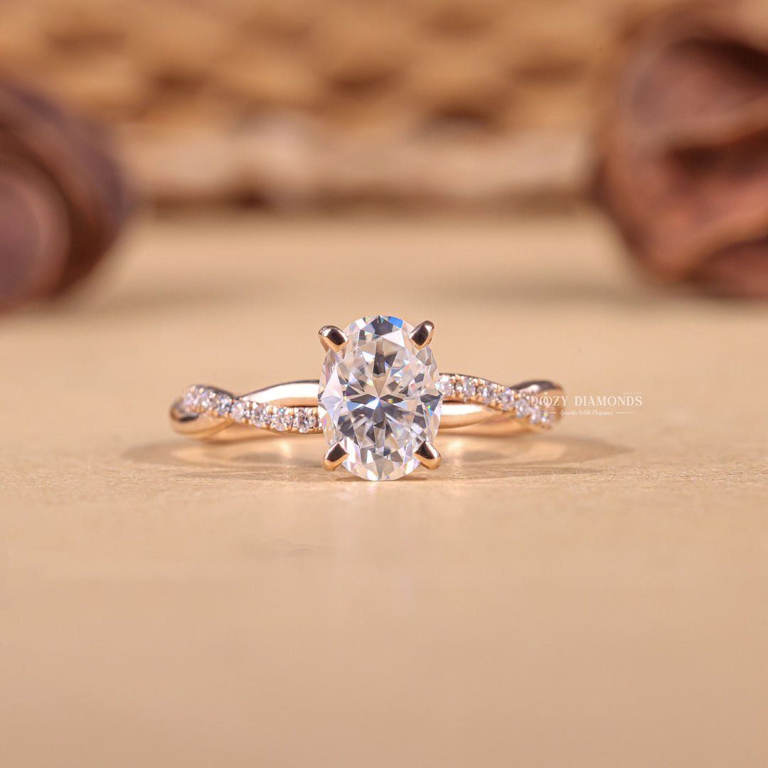 1.0CT - 2.0CT Oval Cut F/VS1 Lab Grown Infinity Diamond Engagement Ring - Doozy Diamonds