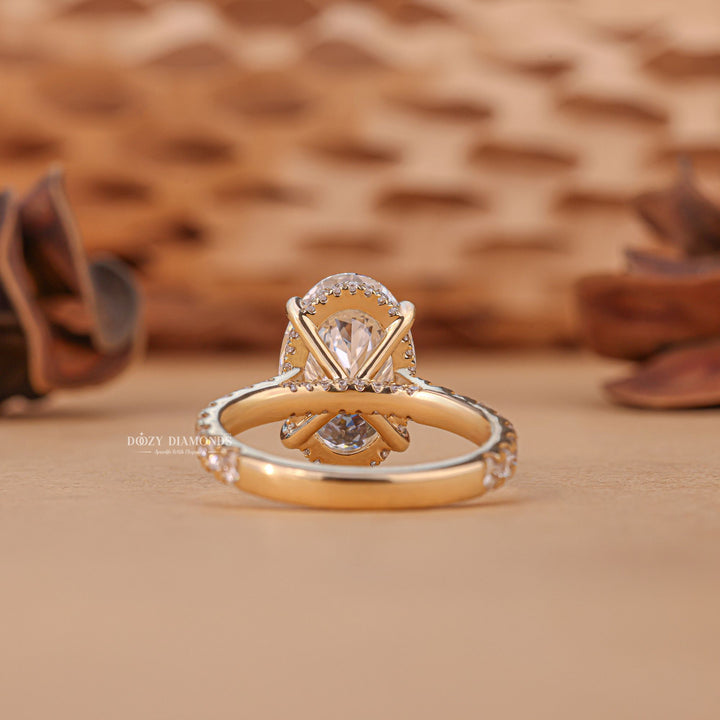 3.0CT - 4.0CT Oval Cut F/VS1 Hidden Halo Lab Grown Diamond Engagement Ring - Doozy Diamonds