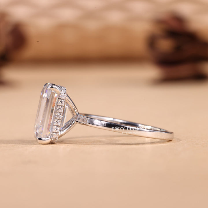 3.0CT-4.0CT Emerald E/VS2 Lab Grown Hidden Halo Diamond Engagement Ring