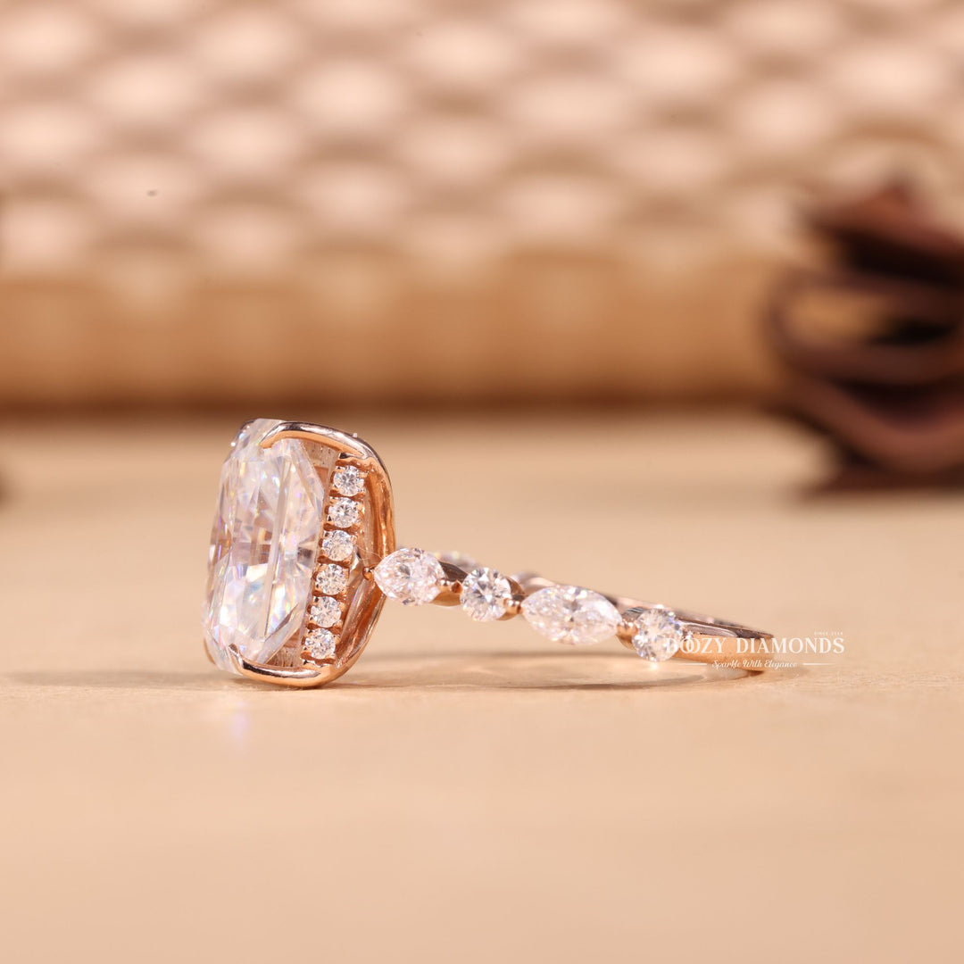 3.0CT-4.0CT Radiant F/VS1 Lab Grown Diamond Pave Engagement Ring
