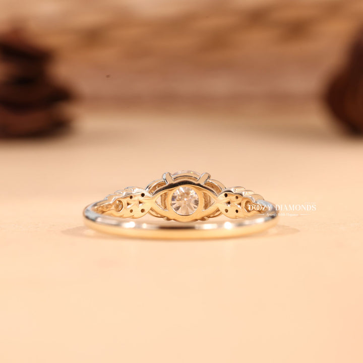 1.0CT-2.0CT Round E/VS2 Lab Grown Vintage Pave Diamond Engagement Ring
