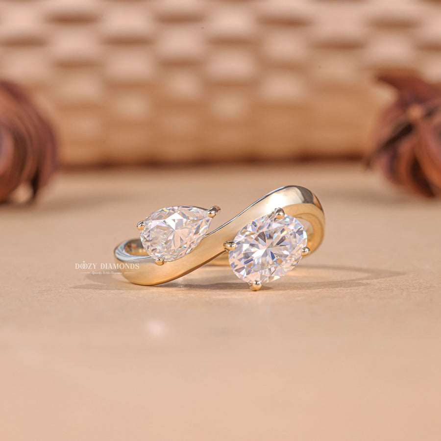 Pear & Oval Cut Lab Grown Toi et Moi Diamond E/VS1 Engagement Ring - Doozy Diamonds