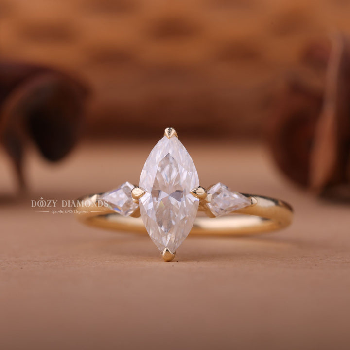 2.0CT-3.0CT Marquise Trilogy F/VS1 Lab Grown Diamond Engagement Ring