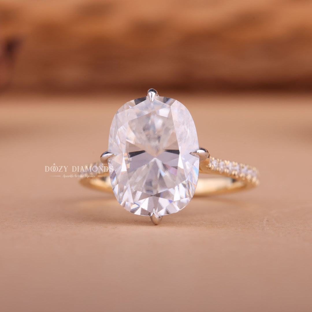 2.50CT-3.50CT Cushion F/VS1 Lab Grown Diamond Hidden Halo Engagement Ring