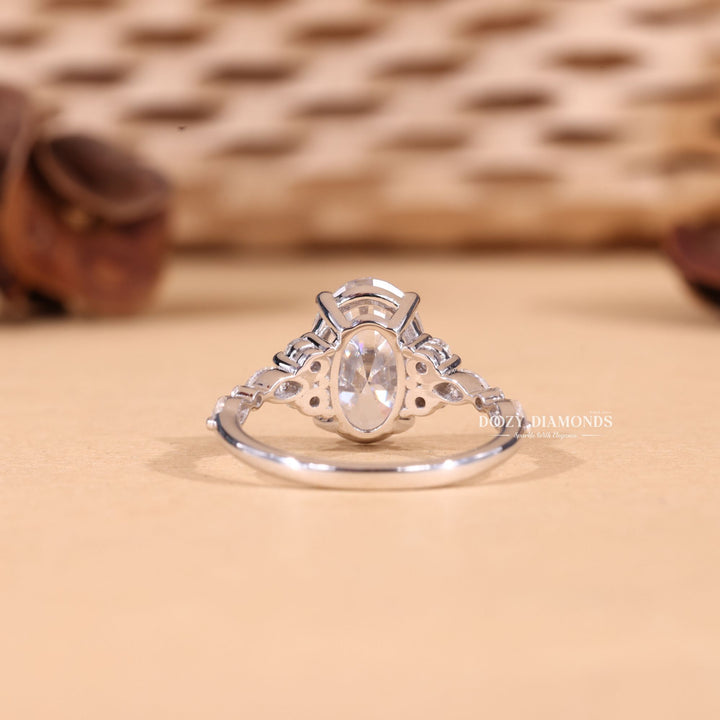 3.0CT-4.0CT Oval Cut F/VS1 Lab Grown Cluster Diamond Engagement Ring