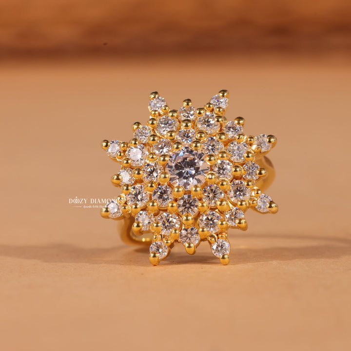 Round Cut Lab Grown E/VS2 Cluster Engagement Ring