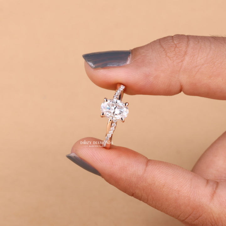 1.0CT-2.0CT Oval Cut F/VS1 Lab Grown Infinity Diamond Engagement Ring