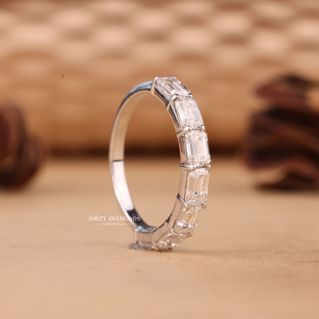 Emerald Cut Lab Grown Diamond EF/VVS Half Eternity Wedding Band