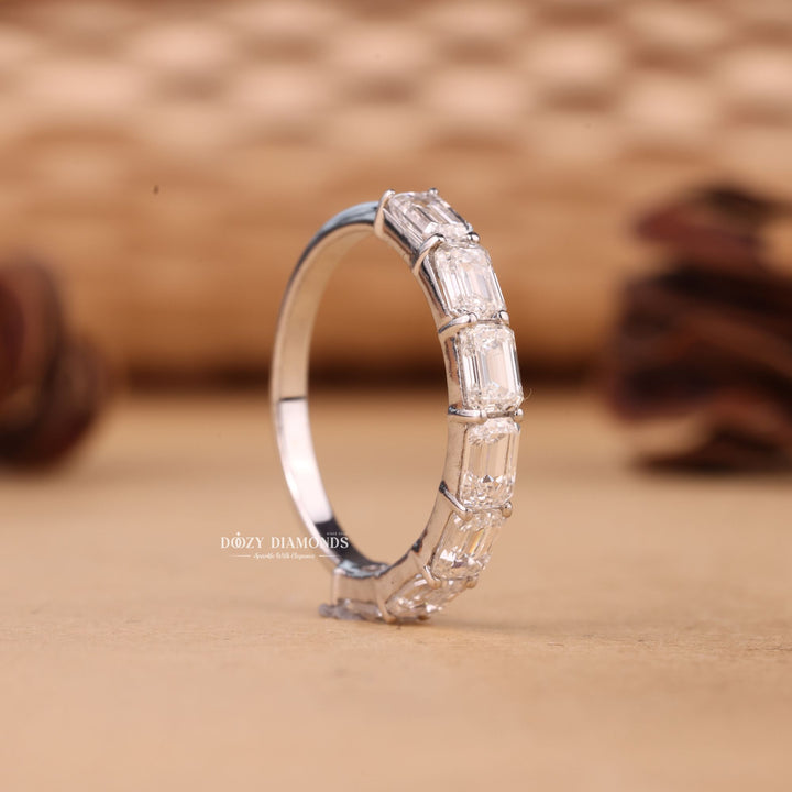 Emerald Cut Lab Grown Diamond EF/VVS Half Eternity Wedding Band