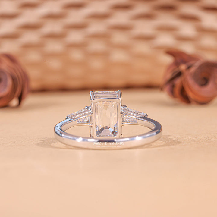3.0CT - 4.0CT Emerald Cut F/VS1 Lab Grown Three Stone Diamond Engagement Ring - Doozy Diamonds