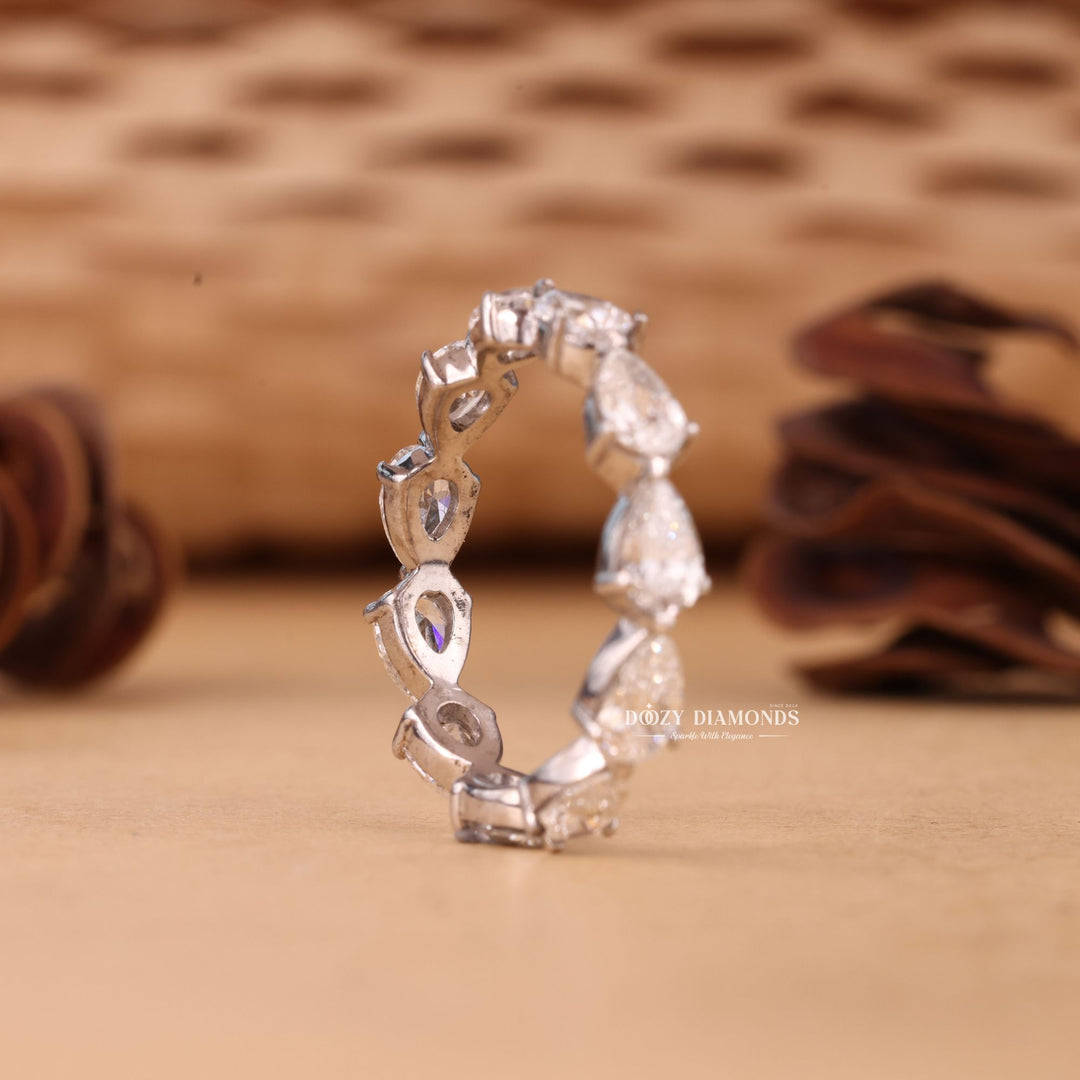 Pear Cut Lab Grown Diamond EF/VVS Full Eternity Wedding Band