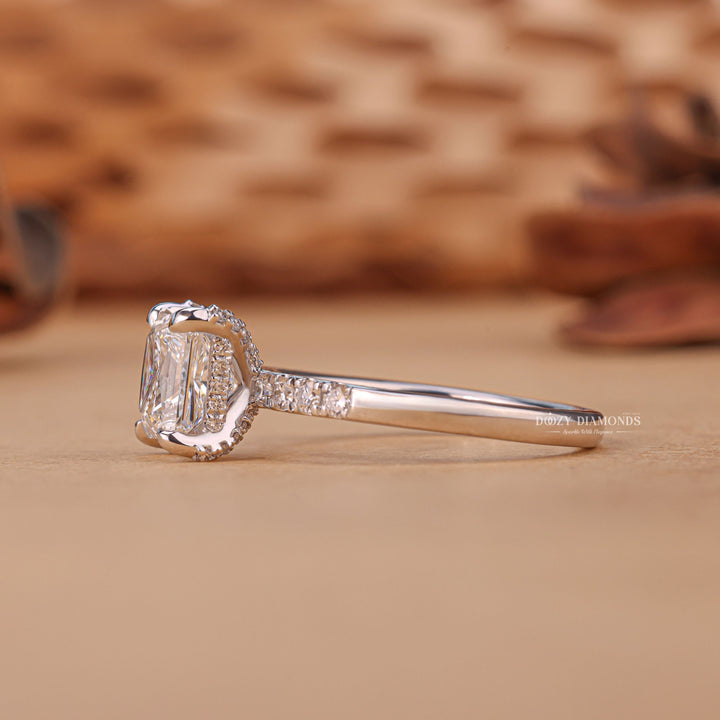 1.0CT - 2.0CT Princess Cut F/VS1 Lab Grown Hidden Halo Diamond Engagement Ring - Doozy Diamonds