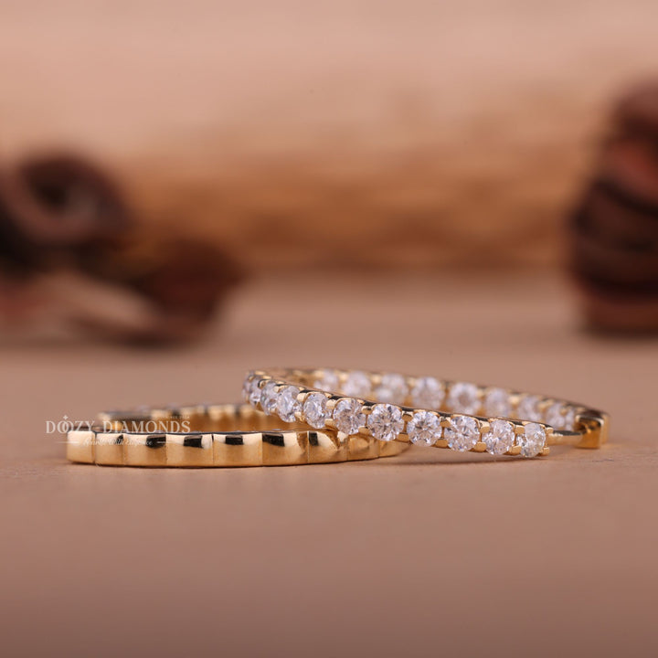 Round EF-VS2 Lab-Grown Diamond Hoops Earrings in 18k Yellow Gold